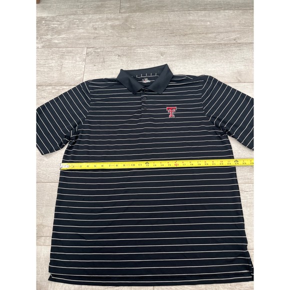 Under Armour Mens XL Polo Shirt Black White Stripe Texas Tech Red Raiders - Picture 5 of 6